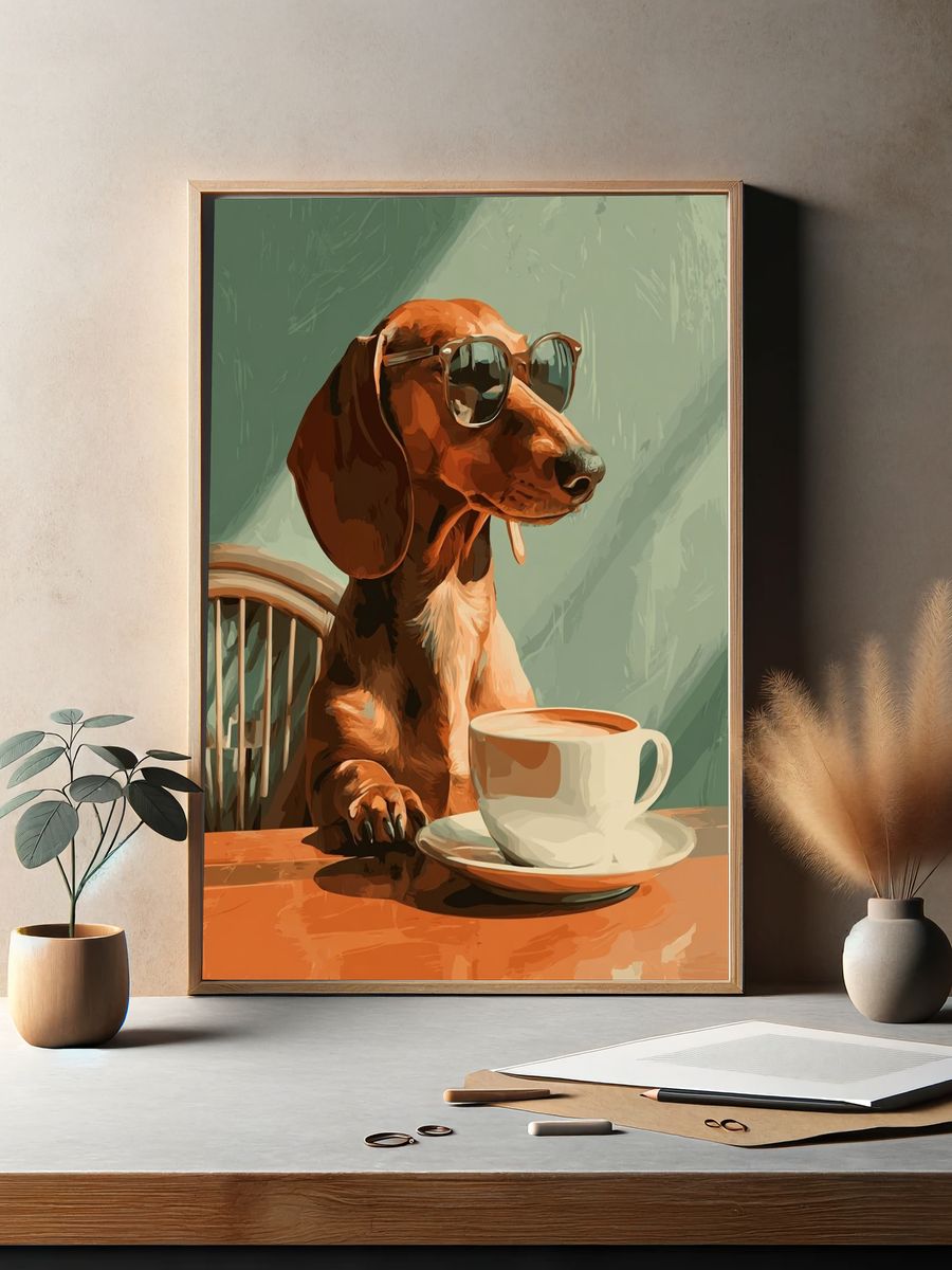 Cool Dachshund with Sunglasses — Funny Print. — room view 2