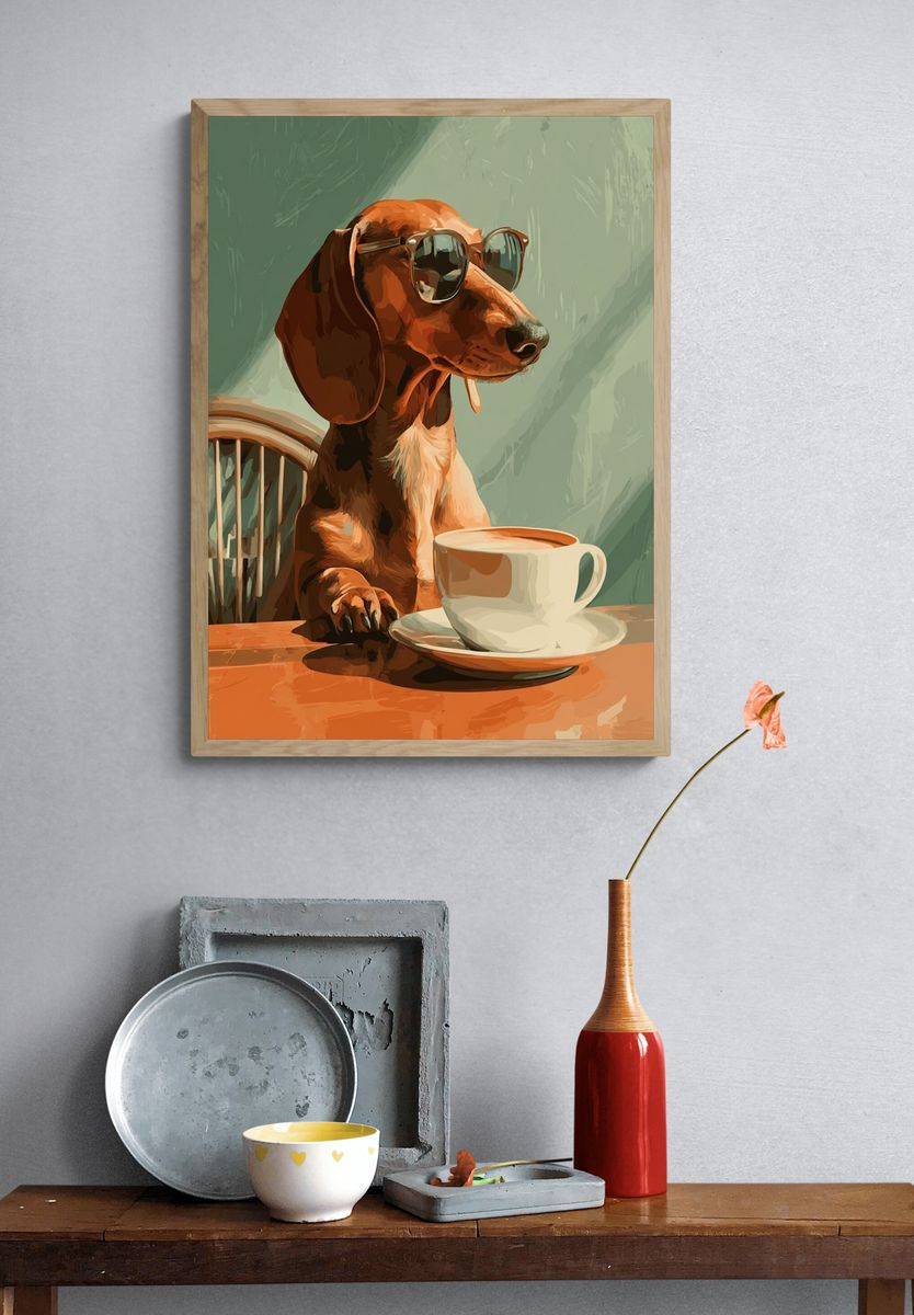 Cool Dachshund with Sunglasses — Funny Print. — room view 3