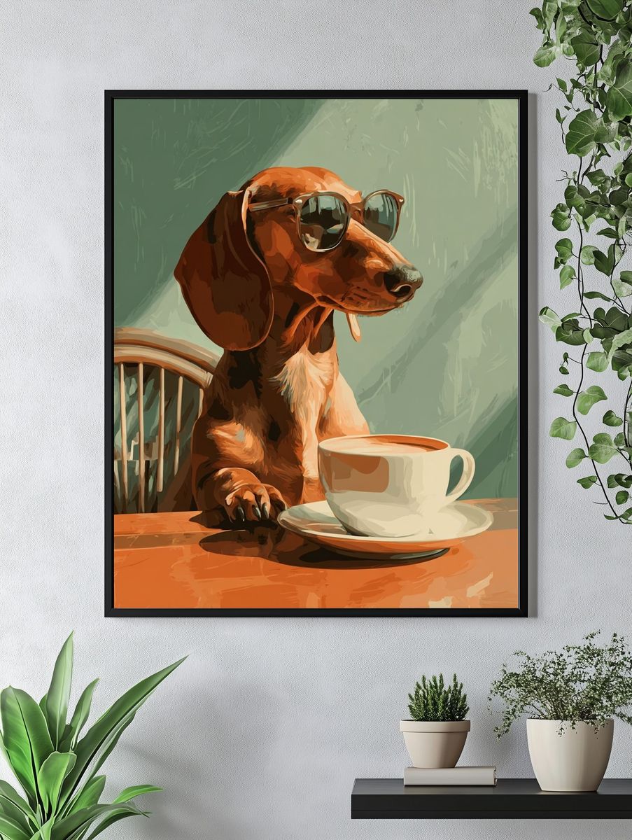 Cool Dachshund with Sunglasses — Funny Print. — room view 4