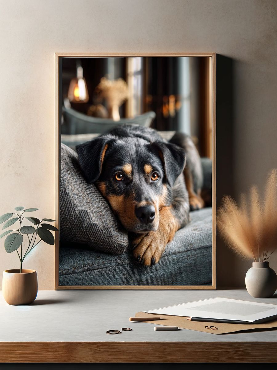 Relaxed Dog Portrait Poster. — room view 2