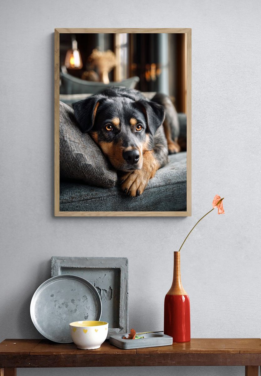 Relaxed Dog Portrait Poster. — room view 3