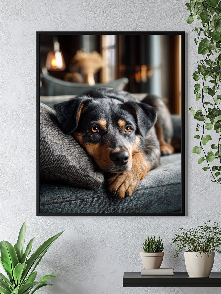 Relaxed Dog Portrait Poster. — room view 4
