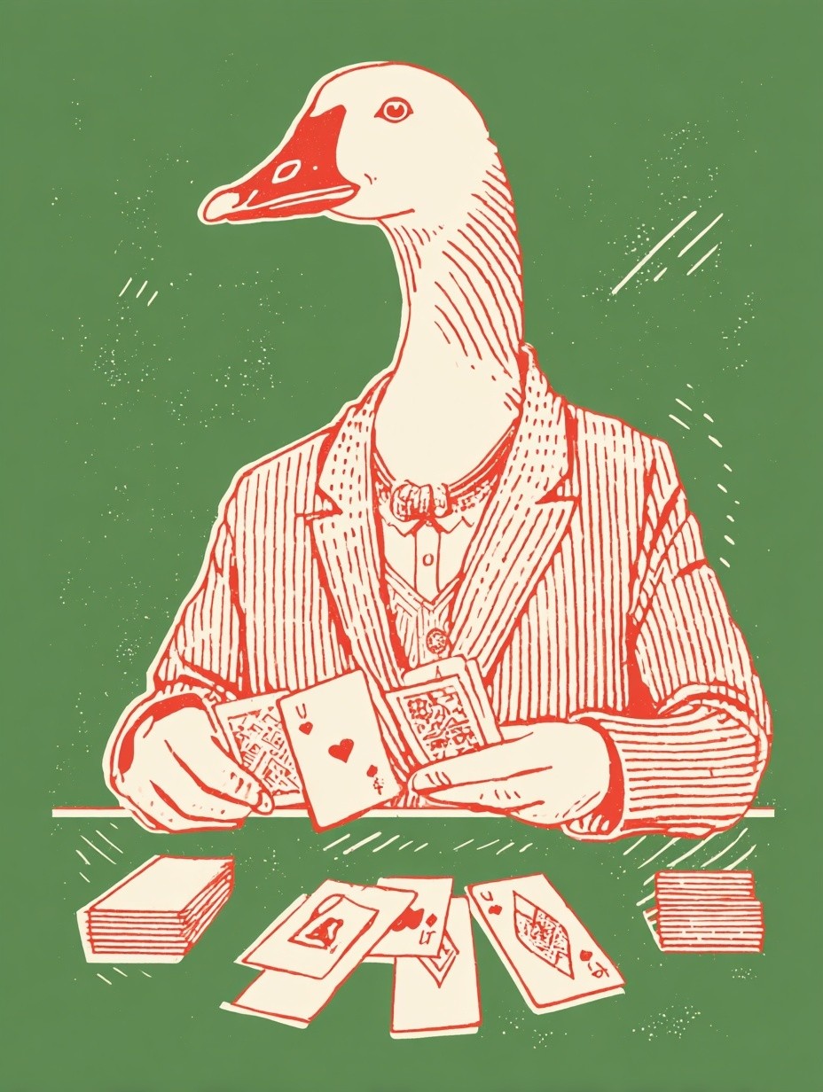 Dapper Goose Playing Cards — Funny Print. poster detail