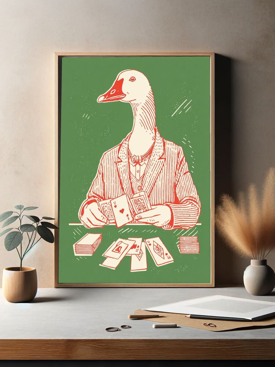 Dapper Goose Playing Cards — Funny Print. — room view 2