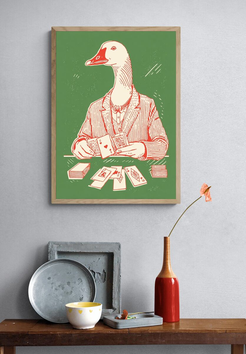 Dapper Goose Playing Cards — Funny Print. — room view 3