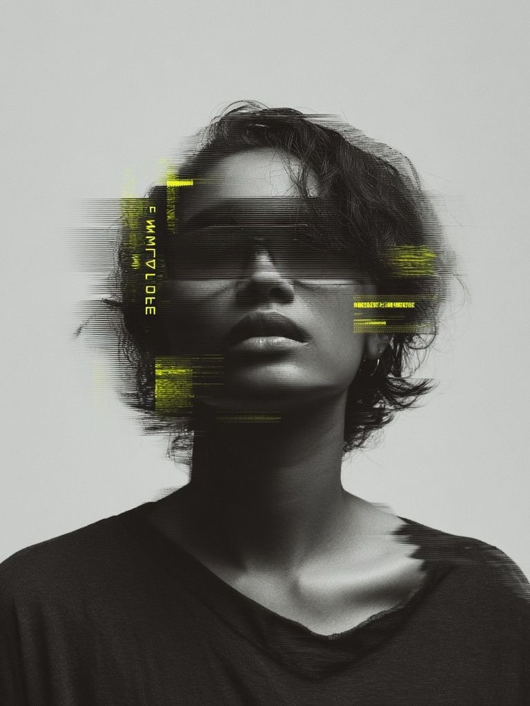Digital Glitch Portrait Poster. poster detail