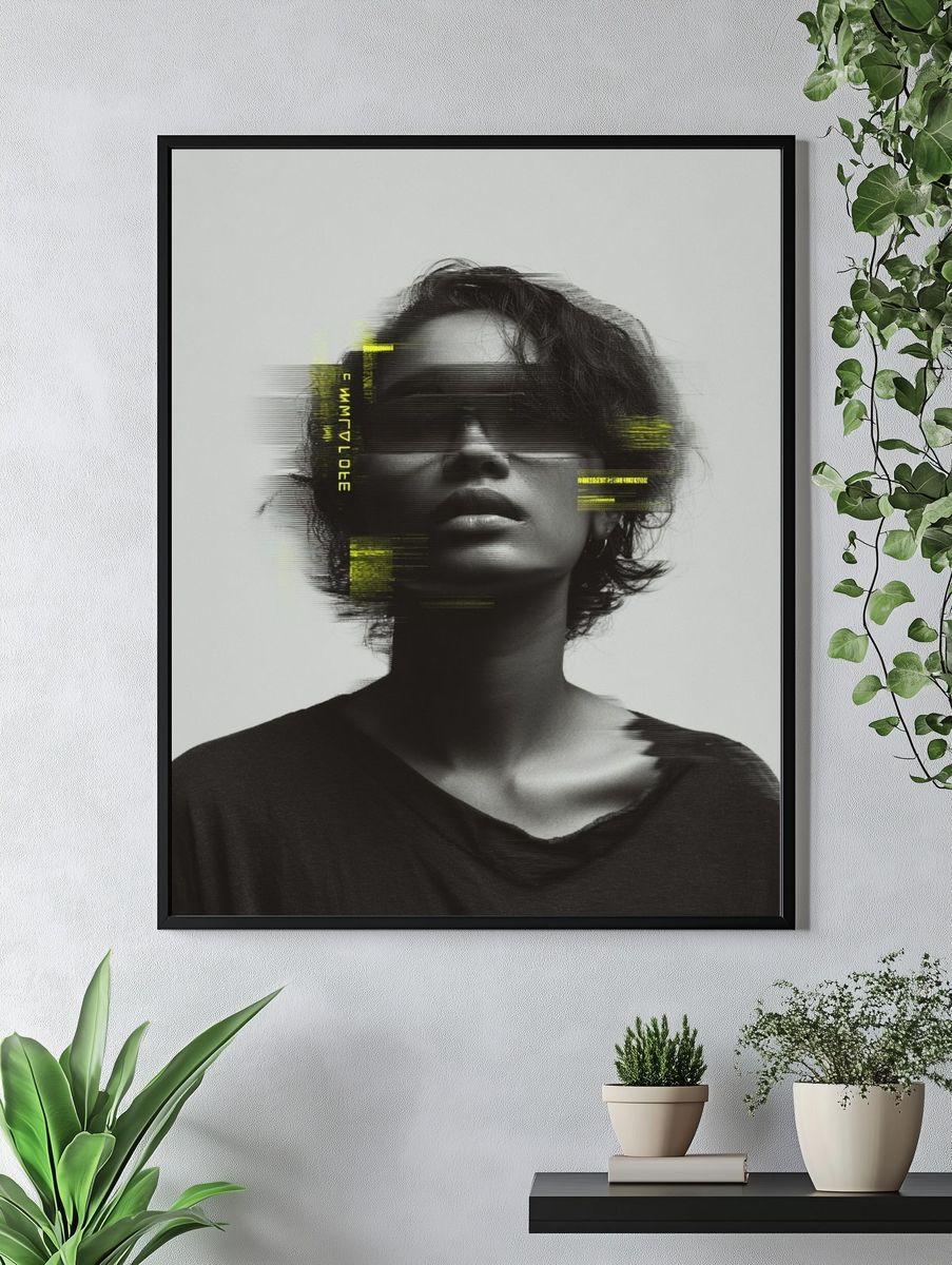 Digital Glitch Portrait Poster. — room view 4