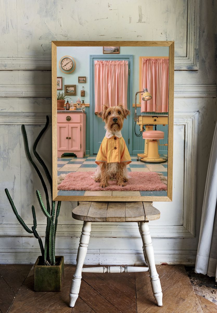 Dog in Pastel Salon Photography Poster. room preview