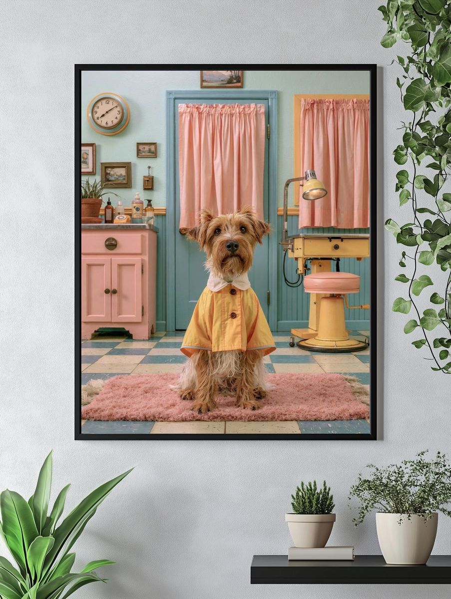 Dog in Pastel Salon Photography Poster. — room view 4