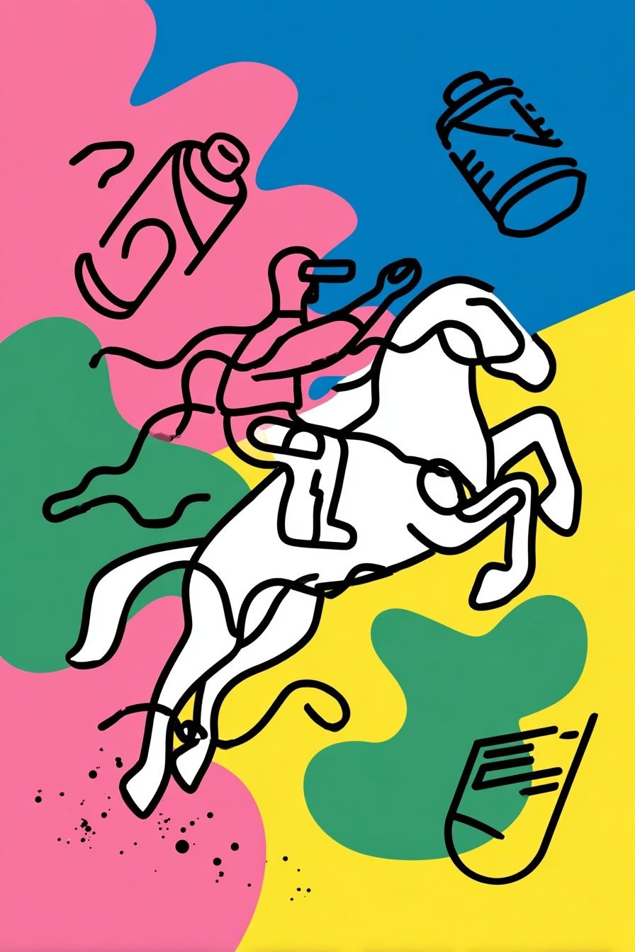 Dynamic Horse Rider — Illustration Print. poster — illustration art