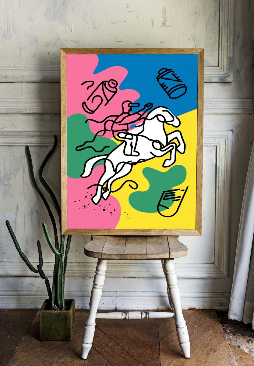 Dynamic Horse Rider — Illustration Print. — room view 1