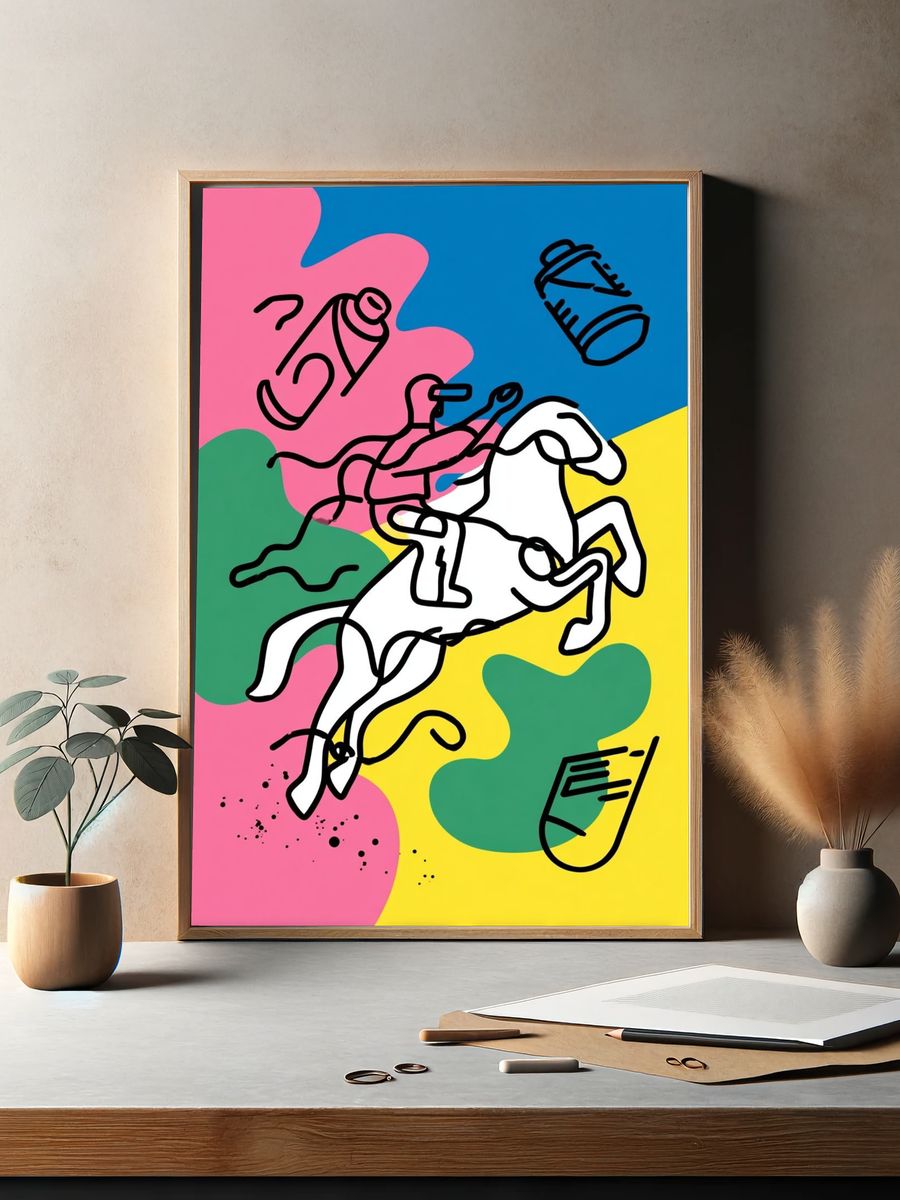 Dynamic Horse Rider — Illustration Print. — room view 2