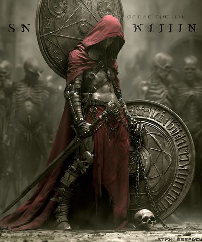 Dark Hooded Warrior Fantasy Poster.