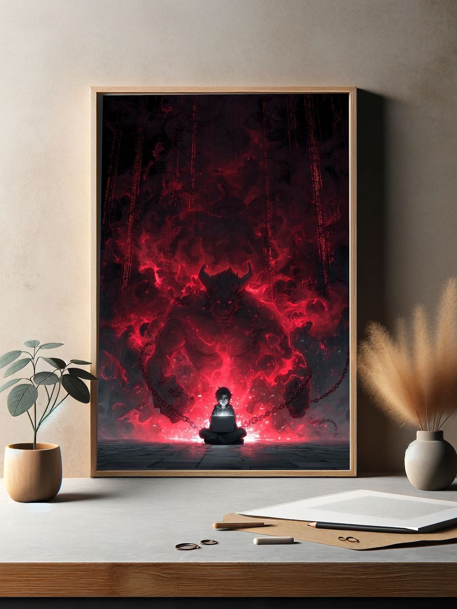 Digital Demon — Anime Art Print. — room view 2