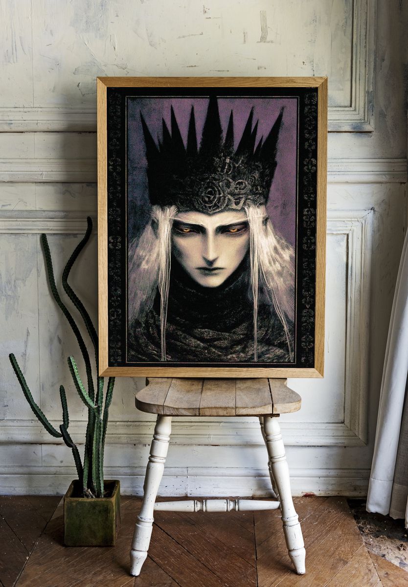 Dark Crowned Figure — Illustration Print. — room view 1
