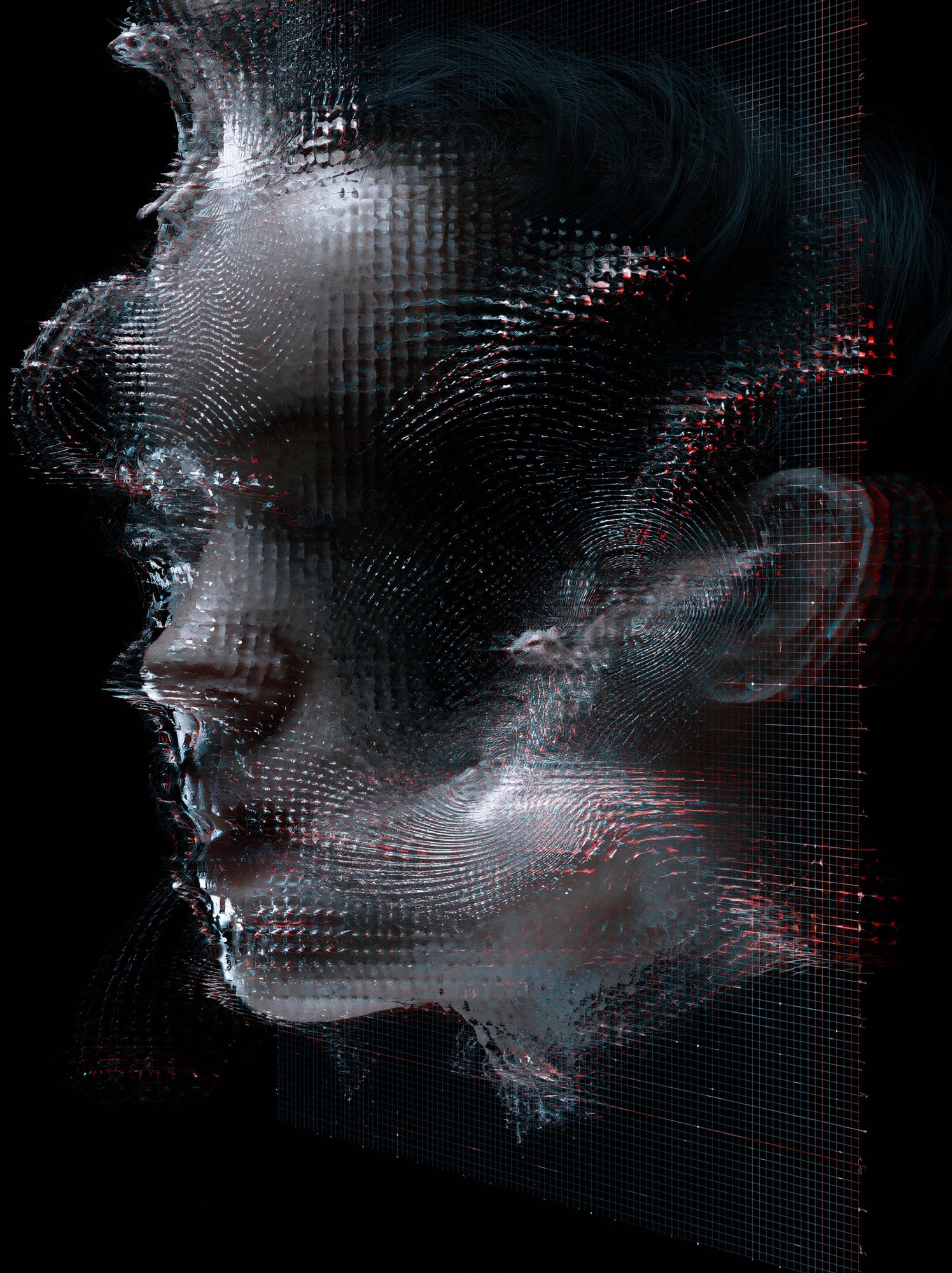 Glitch Portrait Abstract Print. poster detail