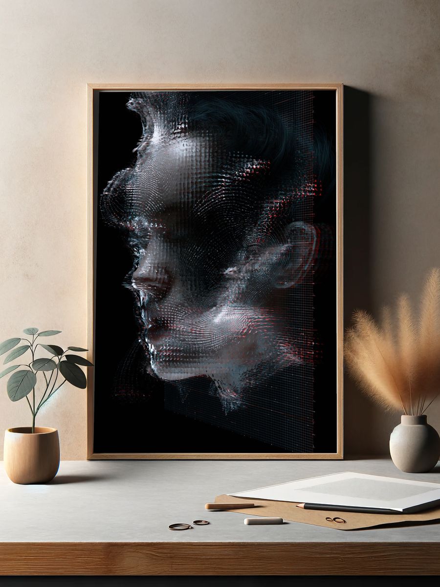 Glitch Portrait Abstract Print. — room view 2