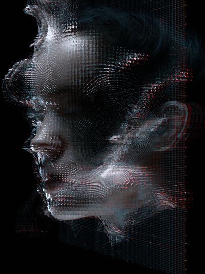 Glitch Portrait Abstract Print.