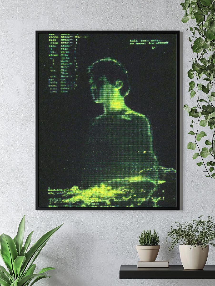 Glitch Portrait Digital Art Poster. — room view 4