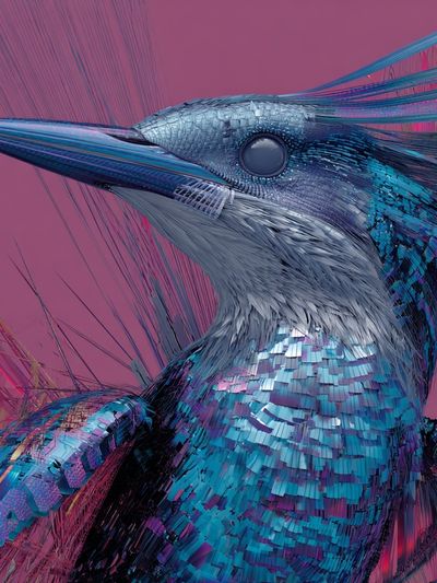 Neon Kingfisher Digital Art Poster. poster