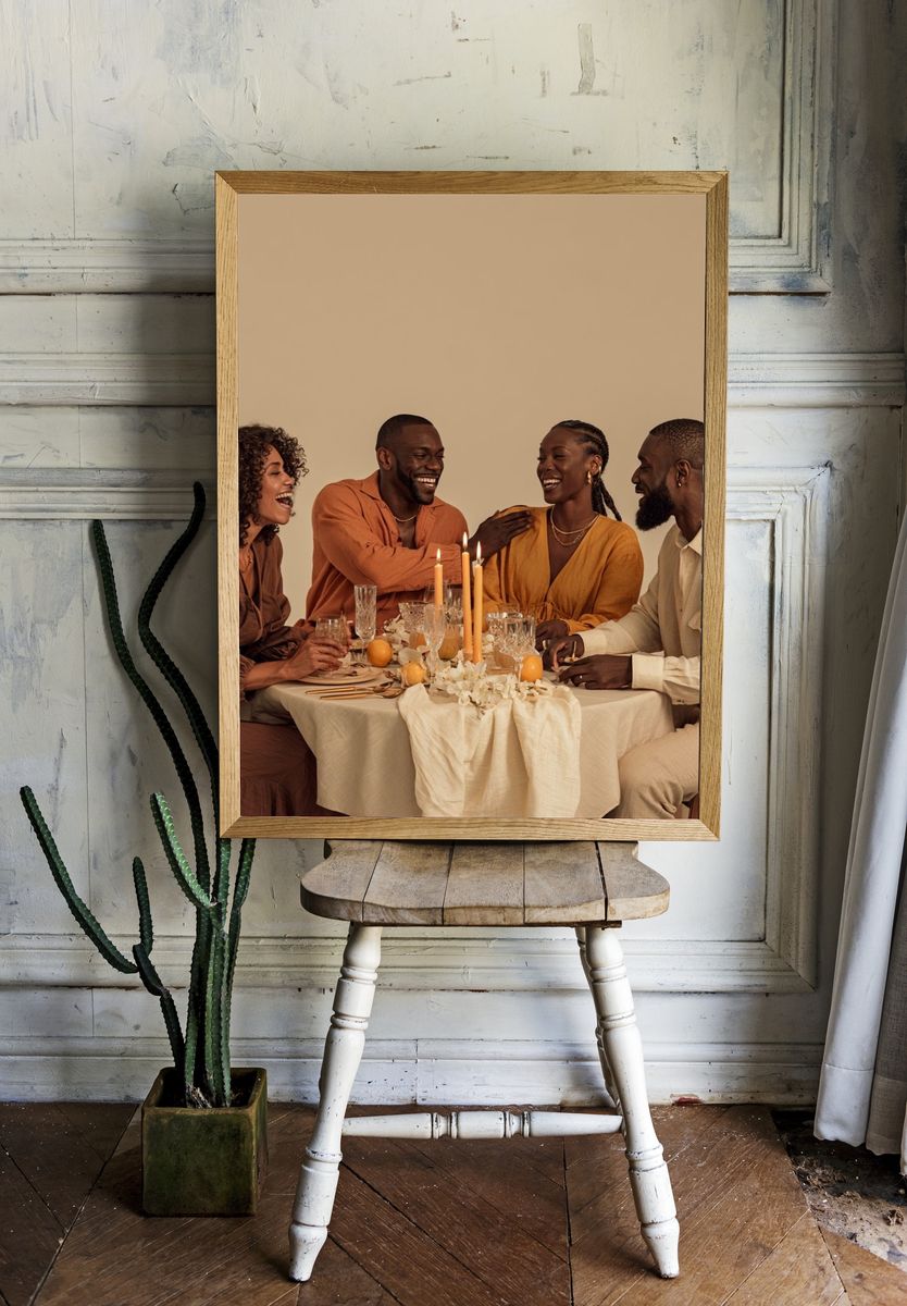 Warm Dinner Party Photography Poster. room preview