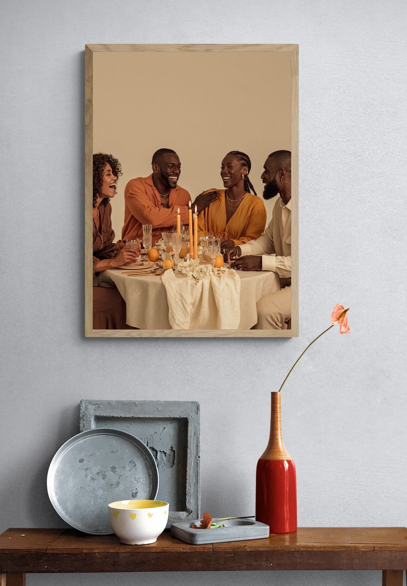 Warm Dinner Party Photography Poster. — room view 3