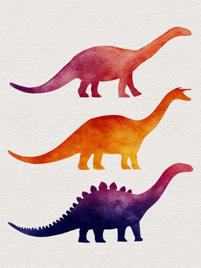 Watercolor Dinosaurs Illustration Print. poster