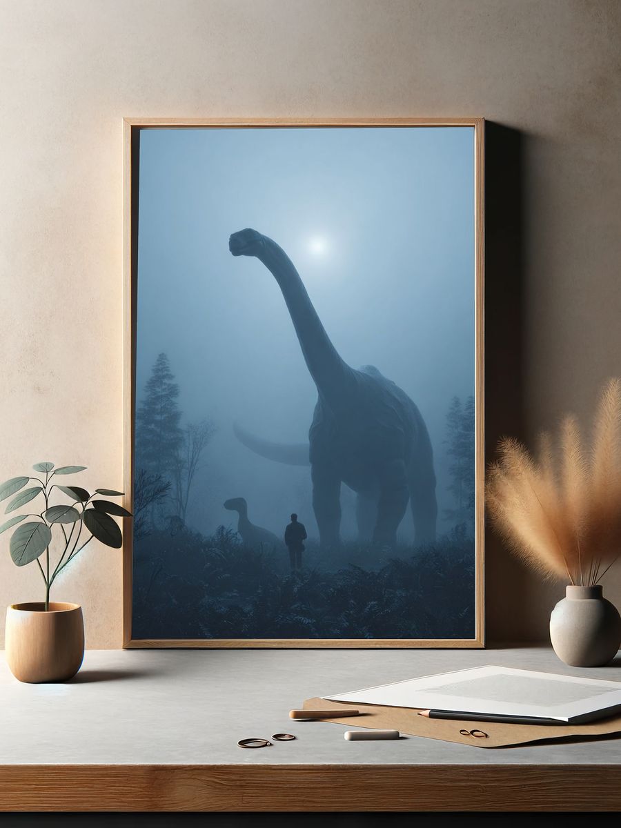 Dinosaur Misty Forest Poster. — room view 2