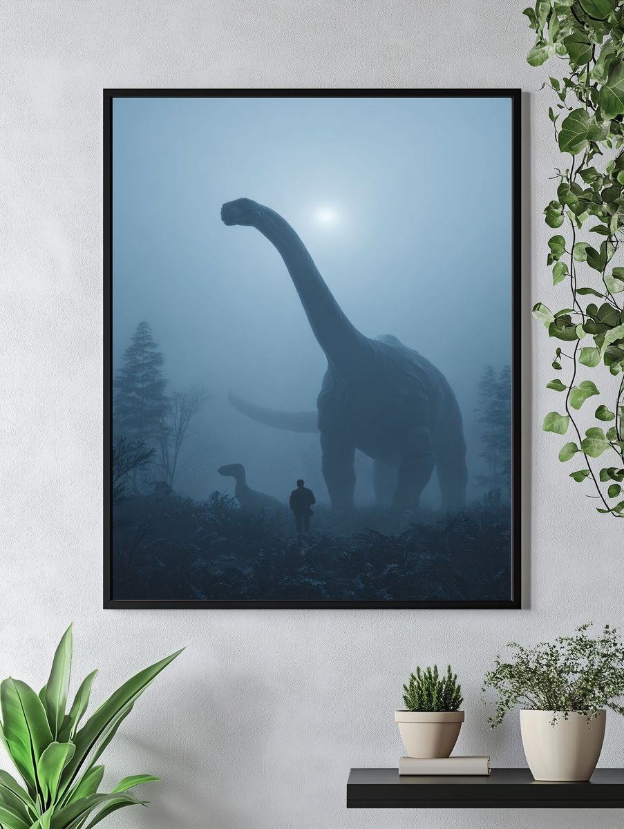 Dinosaur Misty Forest Poster. — room view 4