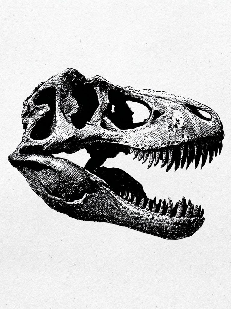 Tyrannosaurus Skull Ink Print. poster detail