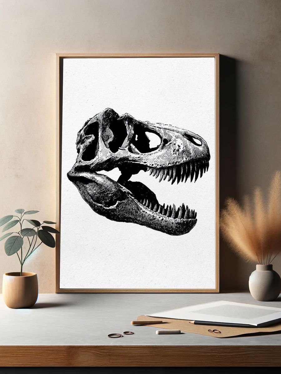 Tyrannosaurus Skull Ink Print. — room view 2