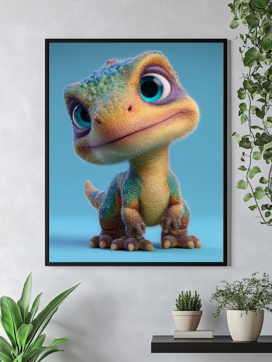 Cute Cartoon Dinosaur — Illustration Print. — room view 4