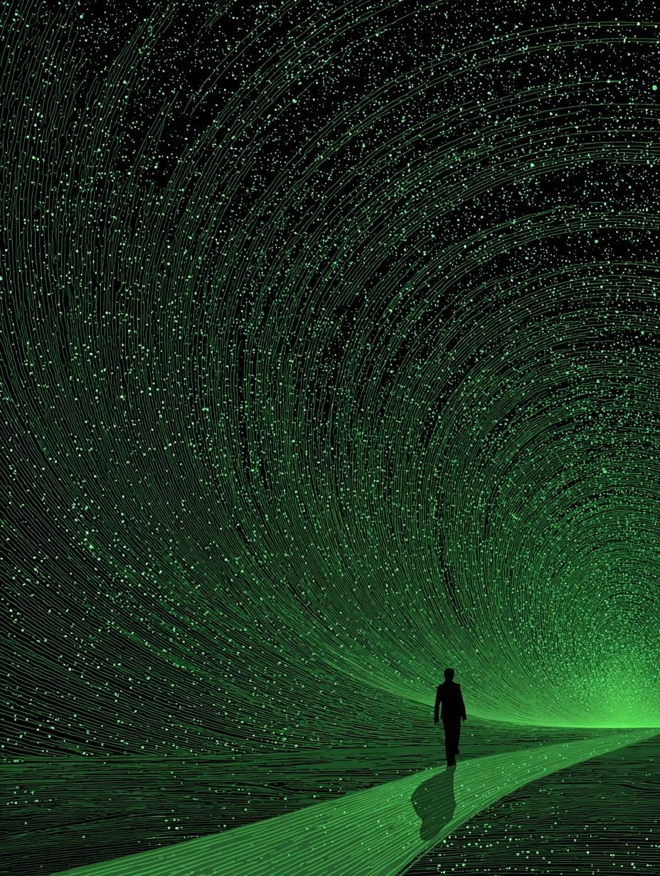 Green Spiral Pathway — Digital Art Print. poster detail