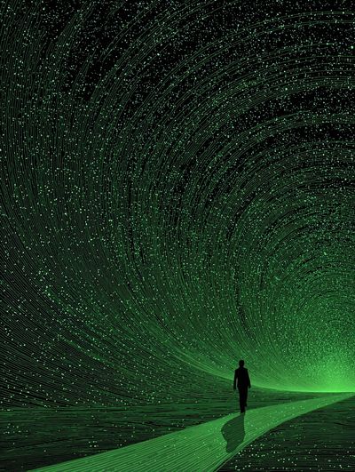 Green Spiral Pathway — Digital Art Print. poster