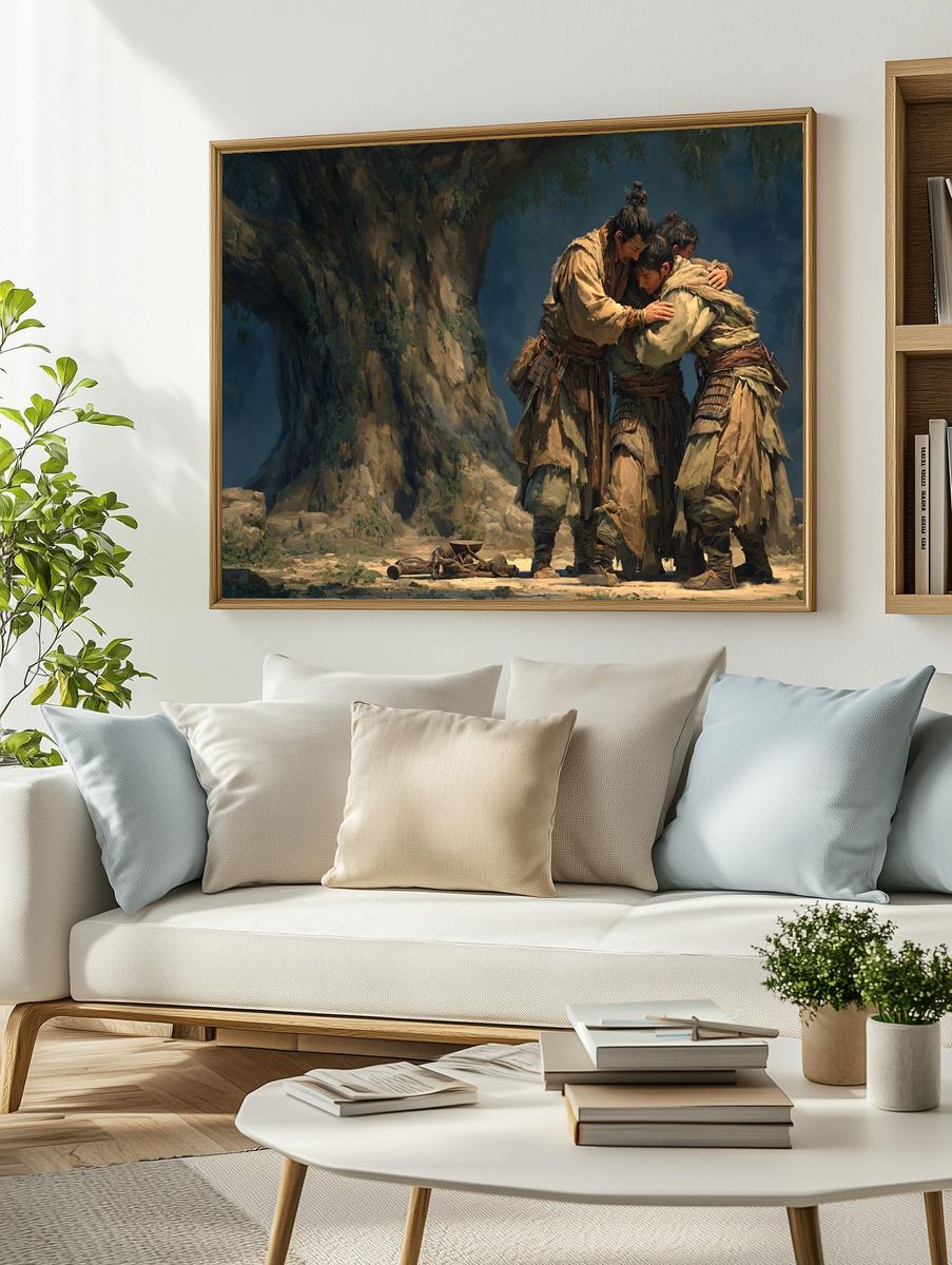 Embrace of Warriors — Digital Art Print. — room view 2