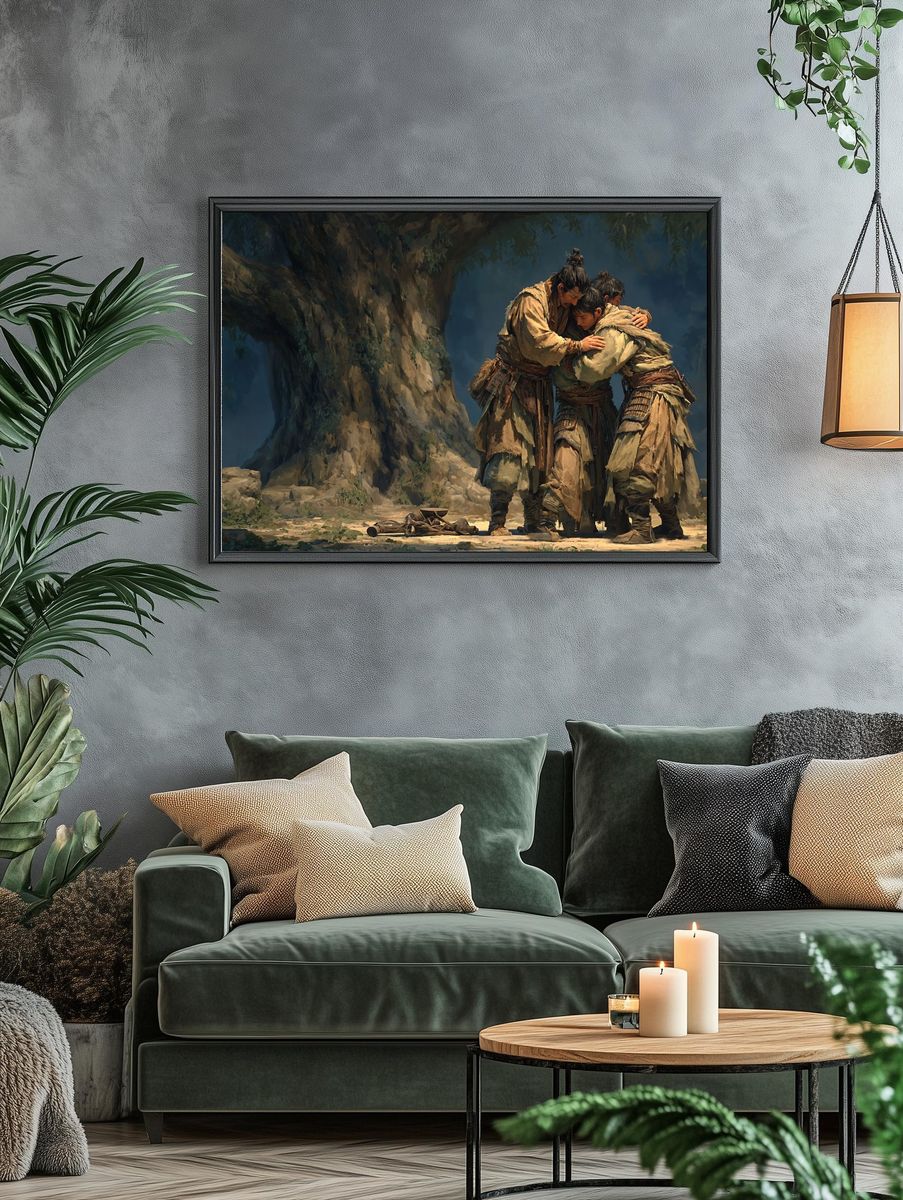 Embrace of Warriors — Digital Art Print. — room view 4