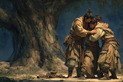 Embrace of Warriors — Digital Art Print. poster