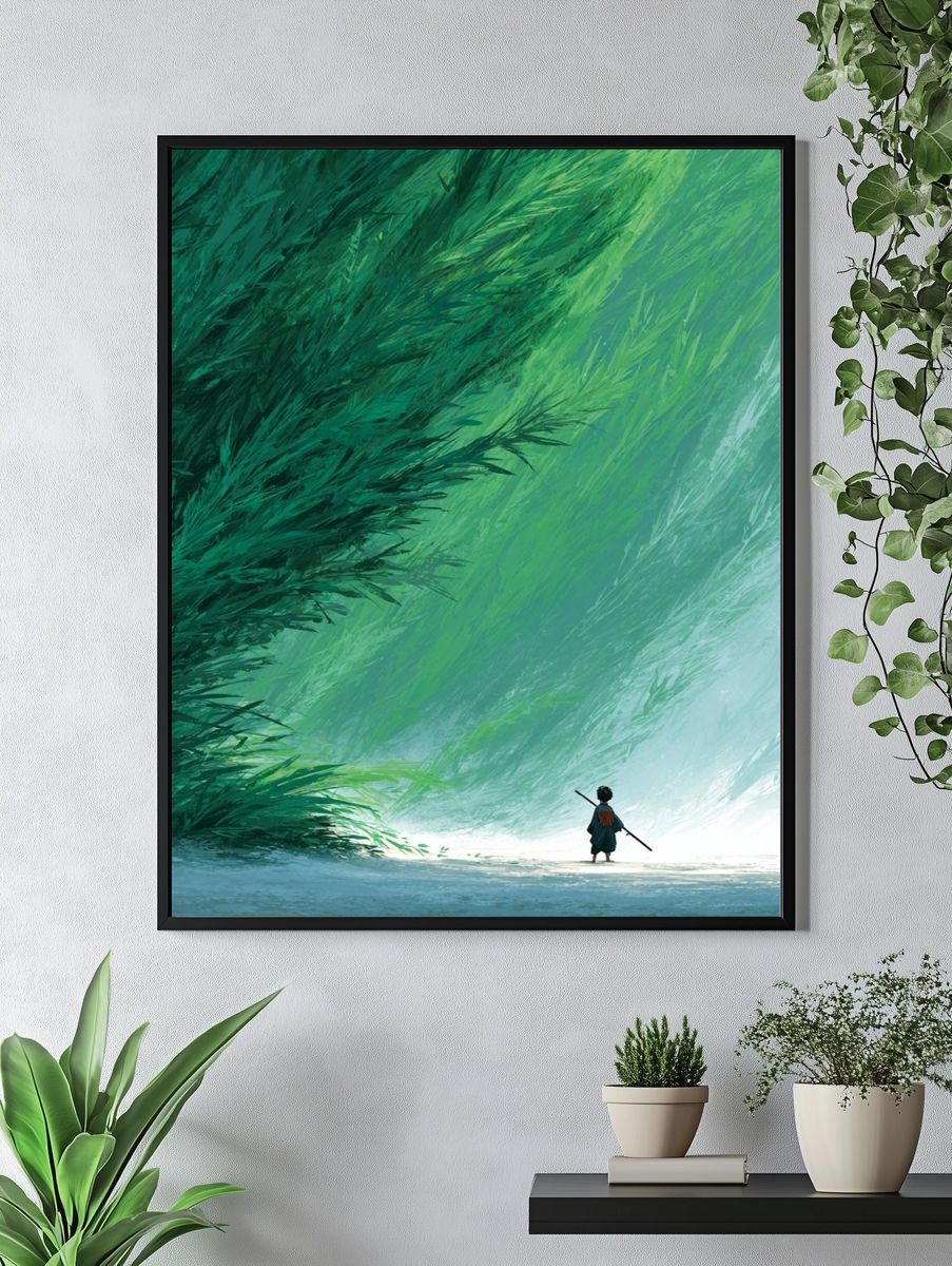 Child in a Lush Forest — Digital Art Print. — room view 4