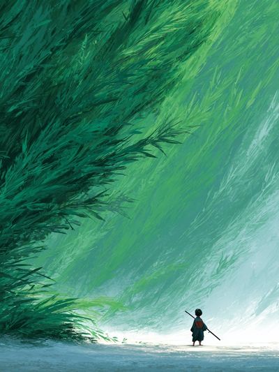Child in a Lush Forest — Digital Art Print. poster