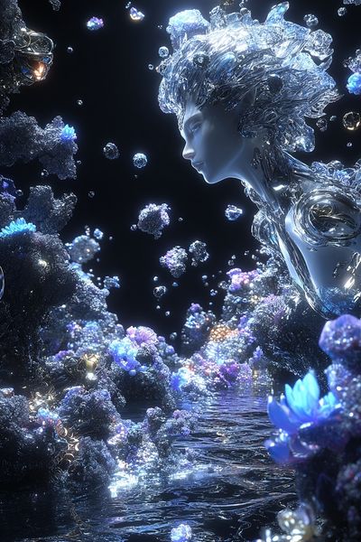 Ethereal Water Spirit — Digital Art Print. poster print