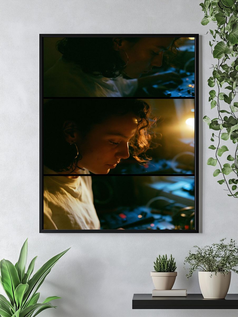 DJ in Warm Neon Light Poster. — room view 4