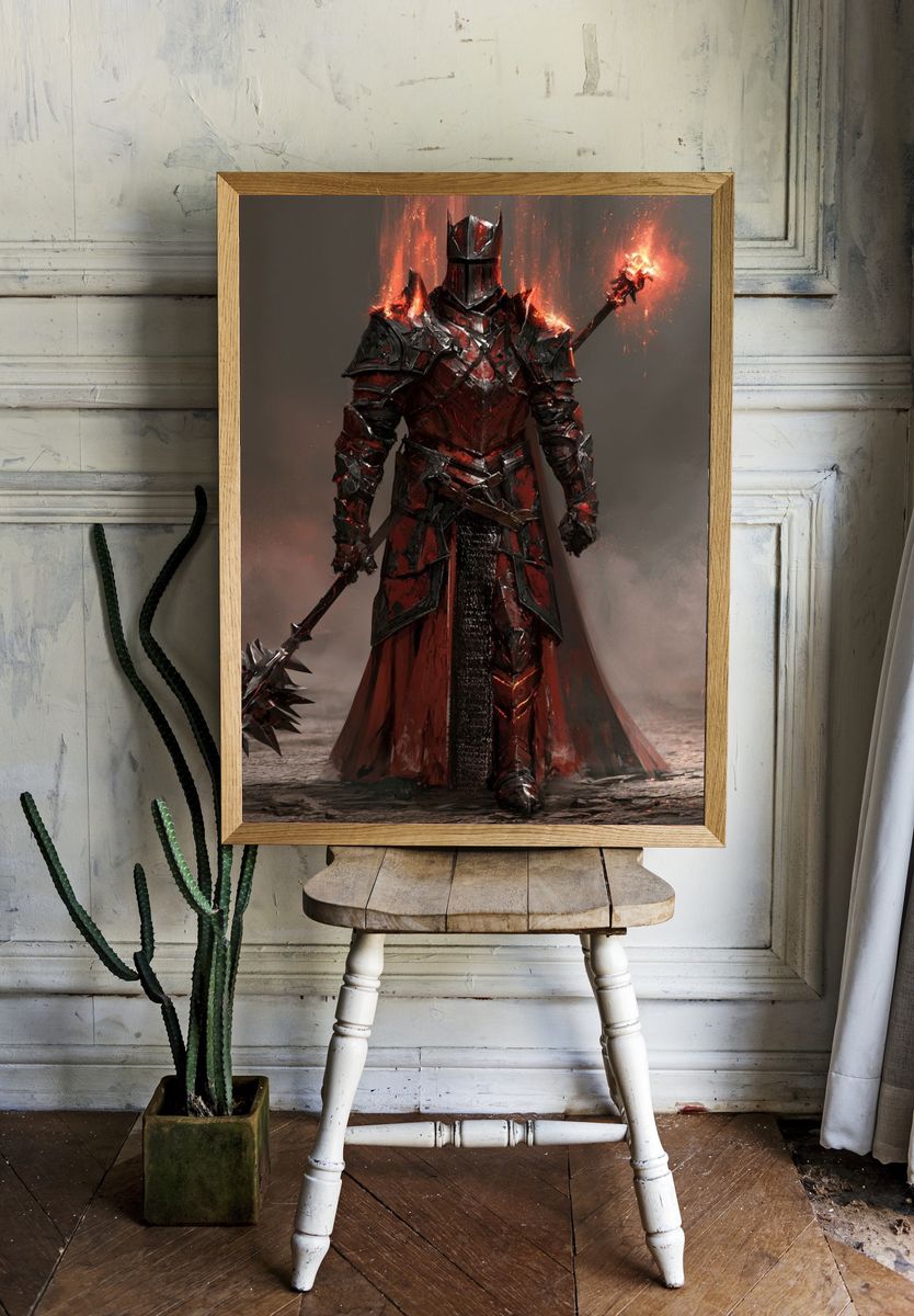 Crimson Dark Knight Fantasy Poster. — room view 1