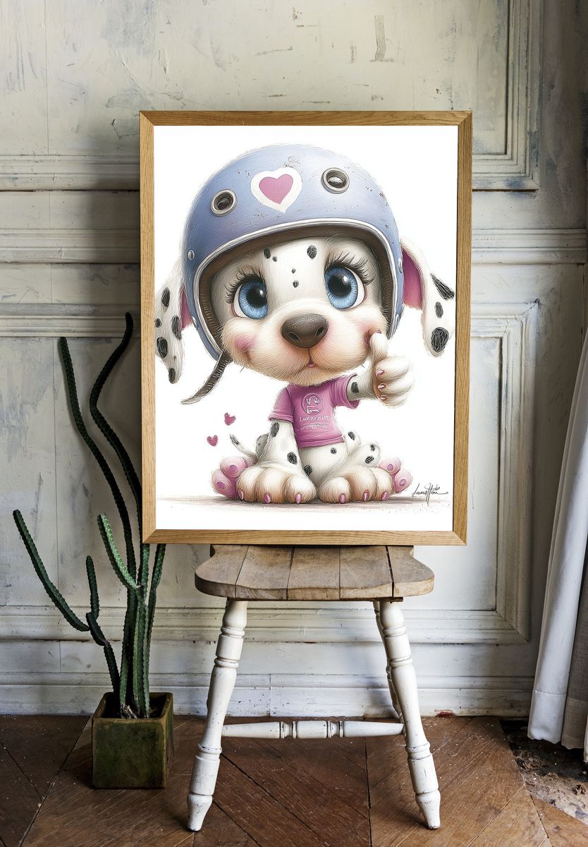 Cute Dalmatian Puppy Illustration Poster. — room view 1