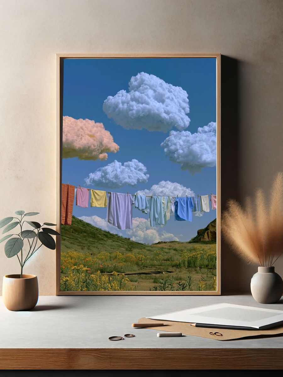 Dreamy Laundry Sky Photography Poster. — room view 2