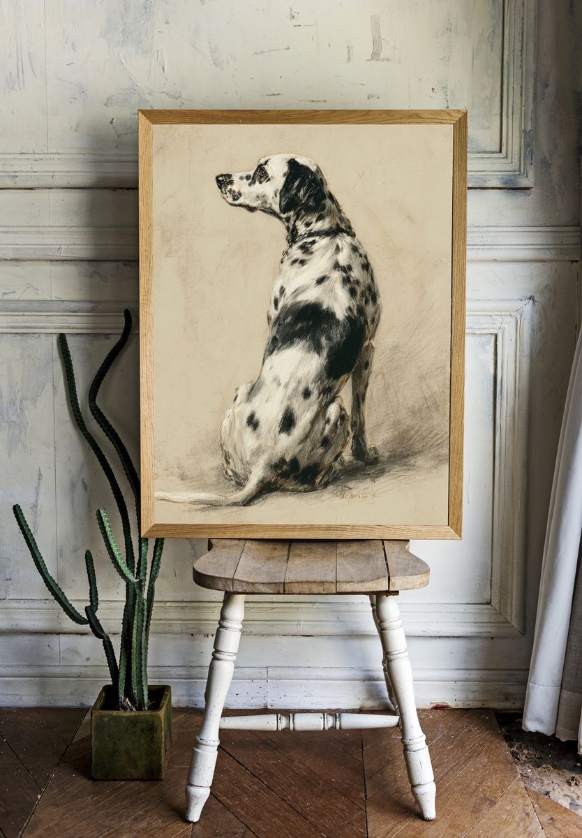 Dalmatian Dog Portrait Print. — room view 1