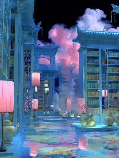 Dreamy Library — Digital Art Print. poster print