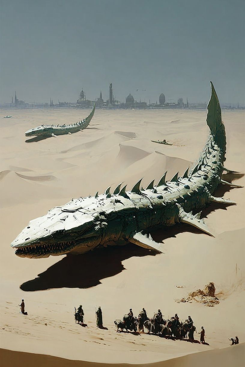Desert Leviathan — Fantasy Art Print. poster — fine-art art