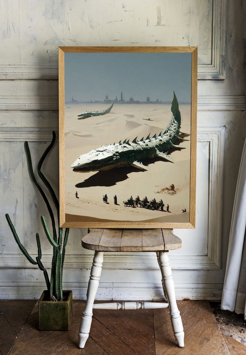 Desert Leviathan — Fantasy Art Print. — room view 1