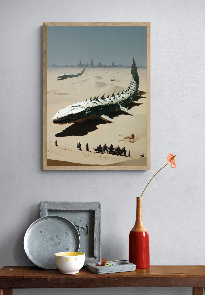 Desert Leviathan — Fantasy Art Print. — room view 3