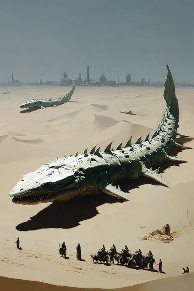 Desert Leviathan — Fantasy Art Print. poster